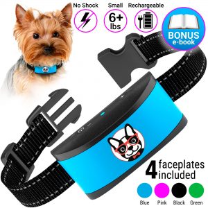 Bark collar for dog 6+ lbs (4 faceplate included)