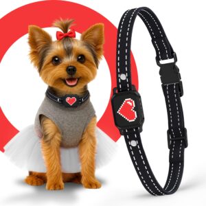 Elecane humane anti-bark collar in black with red heart