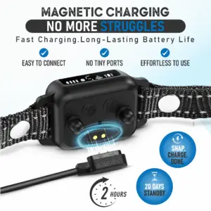OB11 black bark collar with magnetic charger