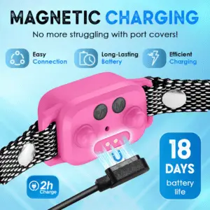 OB10 pink bark collar with magnetic charging and 18-day battery life